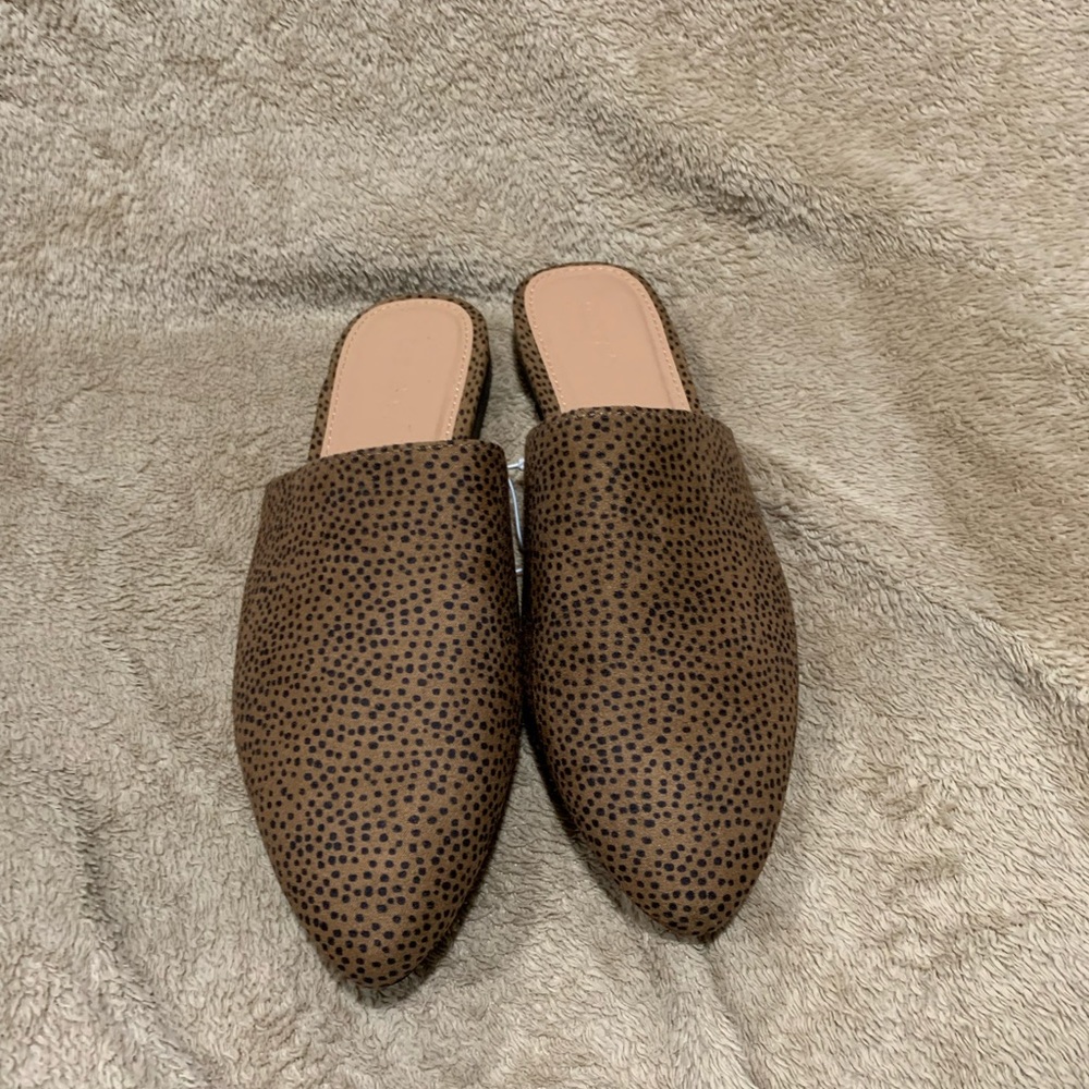 Faux-Suede Pointy-Toe Mule Flats